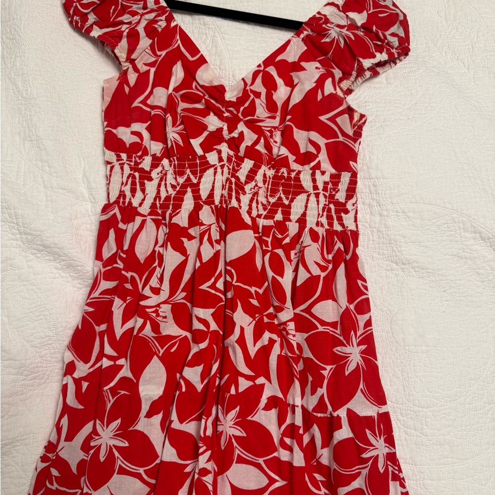 Floral Red and White Maxi Dress